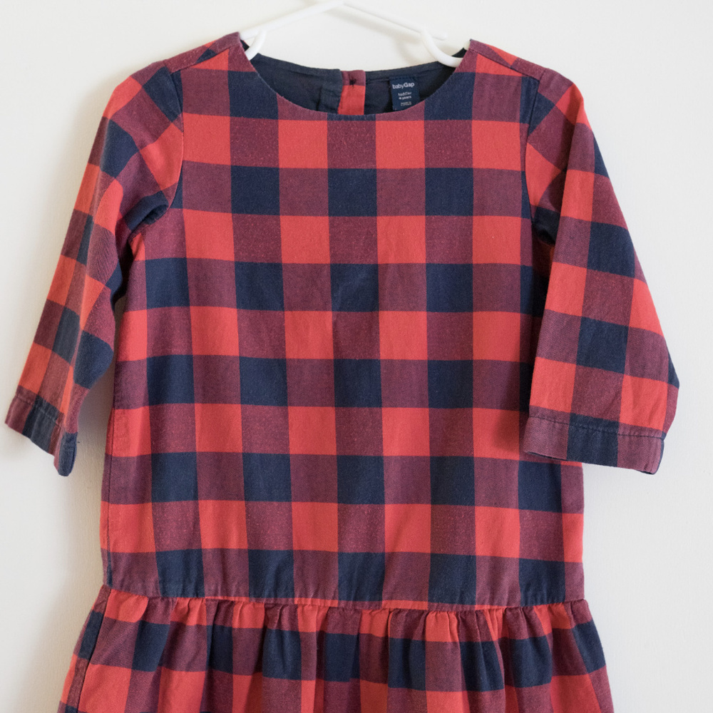 Baby Gap Checkered Red Navy Buffalo Plaid Dress 4T